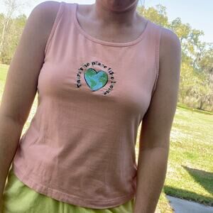 Light pink embroidered t shirt tank womens medium